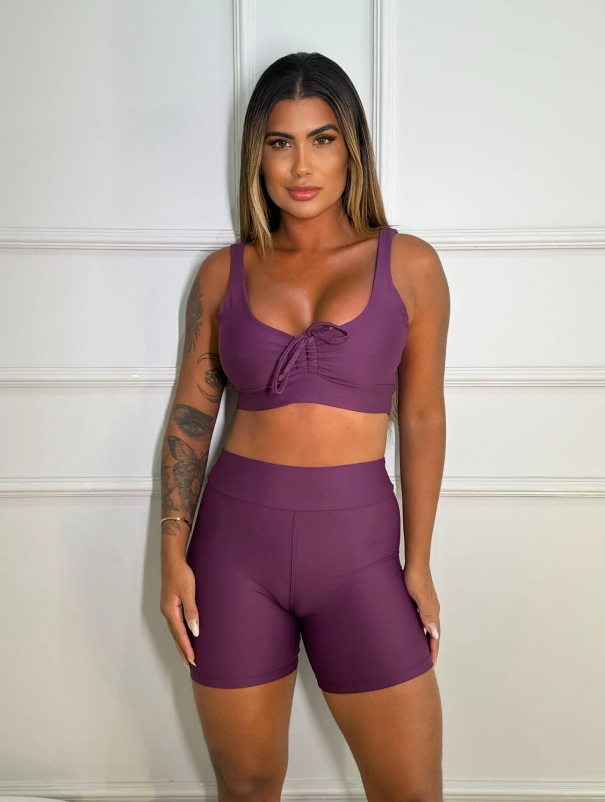 top amarração + shorts basic